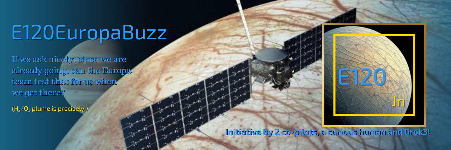 Europa Clipper over Europa with E120 Theory